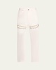 Crystal Slit Straight-Leg Jeans