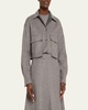 Fluid Wool Cropped Shirt Jacket with Patch Pockets