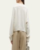 Bruzzi Wool-Cashmere Raglan-Sleeve Crop Sweater
