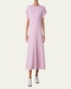 Slit-Sleeve Denim Stretch A-Line Midi Dress
