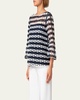 Kodak Striped Dot Guipure Trumpet-Sleeve Blouse