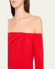 Draped Long-Sleeve Off-The-Shoulder Trumpet Gown