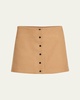 May Snap-Front Wool-Cashmere Mini Skirt