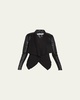 Drape-Front Quilted Faux-Leather Jacket