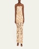 Jasmine Embroidered Strapless Column Gown