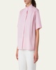 Gathered-Shoulder Cotton Poplin Button-Down Blouse