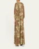 Puff-Sleeve Printed Linen Maxi Dress