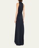 Inez Pleated High-Neck Gown