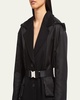 Mixed-Media Hooded Cashmere Coat