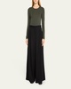 Soft Touch Flat-Edge Long-Sleeve Crewneck Top