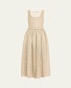 Raw Edge Belted Midi Linen Dress