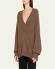 Sage Plunging V-Neck Cashmere Oversized Sweater