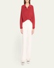 Cotton Rib-Knit Long-Sleeve Polo Sweater