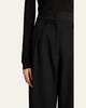 Pleated Straight-Leg Trousers with Split Seams
