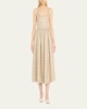 Raw Edge Belted Midi Linen Dress