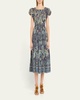 Abigail Puff-Sleeve Midi Dress