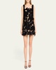 Peony Guipure Embroidered Bow-Strap Mini Dress