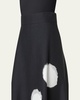 Windflower-Print Cotton Silk A-Line Midi Skirt