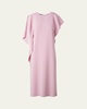 Lasercut Shoulder-Drape Midi Dress