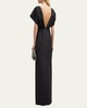 Silk Column Gown with Fan Bodice