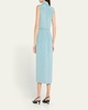 Scarf Drape Silk Crepe Midi Dress With Belt