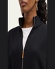 Cotton-Silk Tape Fitted Bomber Sweater