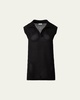Long Chunky Mesh Knit Polo Top