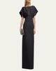Silk Column Gown with Fan Bodice