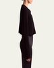 Drew Ribbed Wool Cashmere Cropped Cardigan Sweater