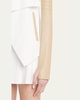 Drape-Front Quilted Faux-Leather Jacket