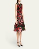 Floral Organza Flounce Hem Dress