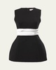 Cummerbund Waist Sleeveless Wool Top
