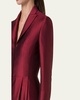 Dupion Three-Quarter Sleeve Pleated Cocktail Dress