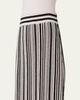 Crochet Knit Stripe Cotton Flared Midi Skirt