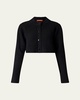 Drew Ribbed Wool Cashmere Cropped Cardigan Sweater