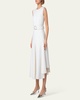 Asymmetric Pleated Wool Midi Dress with Belt