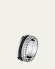 Quatre Small Ring in White Gold with Diamonds and Black PVD