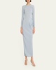 Plisse Jersey Gown with Beaded Hip Detail