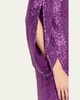 Sequin Jersey Mini Dress with Split Sleeves