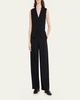 Drop-Waist Pleated Crepe Trousers