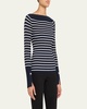 Anya Ribbed Stripe Boat-Neck Top