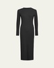 Ribbed Long-Sleeve Midi Dress