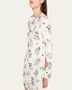 Floral-Print Long-Sleeve Silk Wool Mini Dress