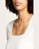 Cotton 1/2-Sleeve Square-Neck Tee