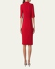 Elbow Sleeve Sheath Wool Dress