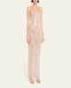 Giselle Blanc Strapless Bead & Sequin Gown