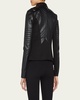 Drape-Front Quilted Faux-Leather Jacket
