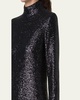 Sequined Jersey High-Neck Long Sleeve Gown