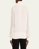 Turtleneck Blouson-Sleeve Silk Georgette Blouse