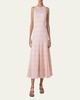 Sleeveless Tweed Organzino Midi Dress